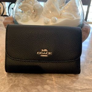 COACH Black Pebbled Leather Envelope Wallet New Without Tags